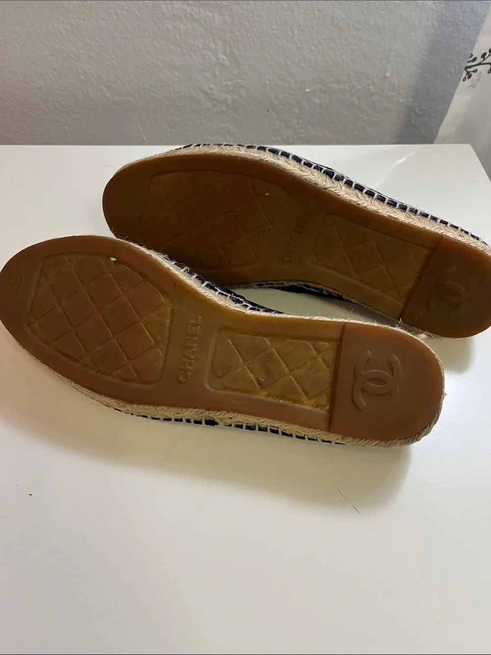 CHANEL Black Velvet Espadrilles with Interlocking CC